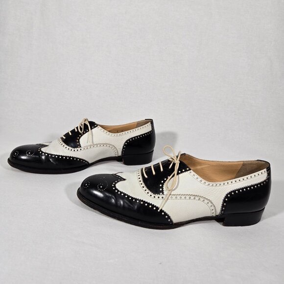 Vintage SPECTATOR COLE HAAN Black&White Wingtip Oxford Dress Shoes Size 9D ITALY - Picture 3 of 17